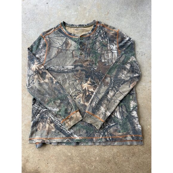 Realtree Long Sleeve Henley Shirt Camouflage Pattern Medium Size S3 - Picture 1 of 5